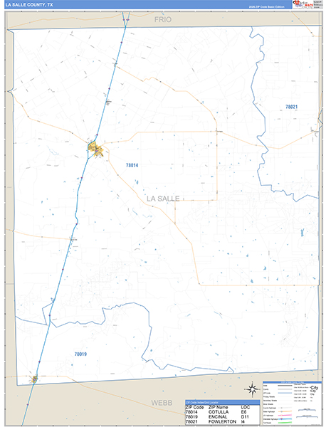 La Salle County, TX Zip Code Map